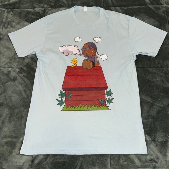 Next Level Apparel T Shirt Men Large Blue Snoop Dogg Print Short Sleeve Pullover - Picture 1 of 7